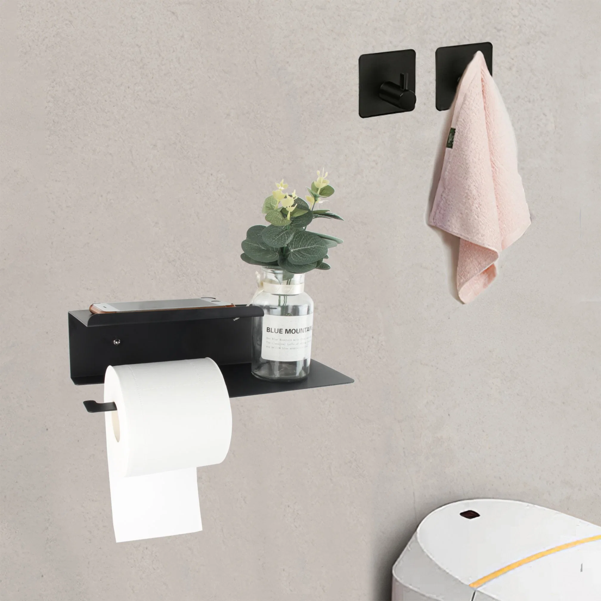 Bathroom Accessories Toilet Tissue Roll Holder with Mobile Phone Shelf