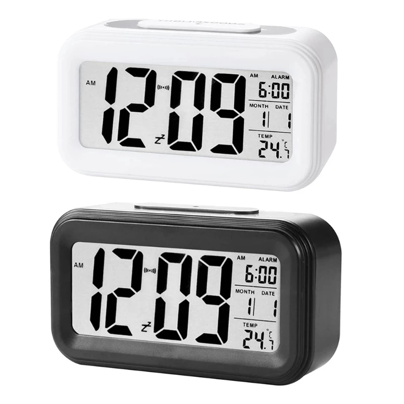 Large LCD Desk Mini Desk Smart Digital Alarm Clock with Temperature