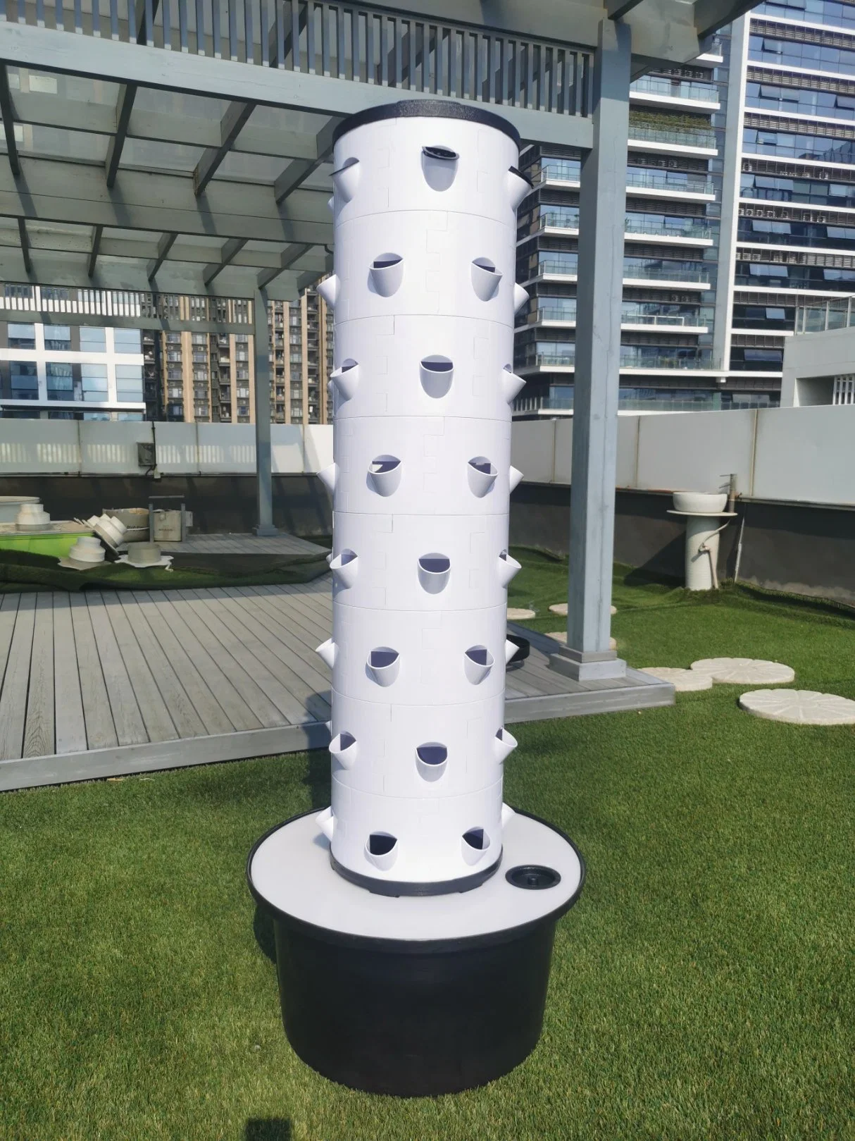 Sistema de potenciómetro de torre vertical empilhável para cultivo em Y de jardim