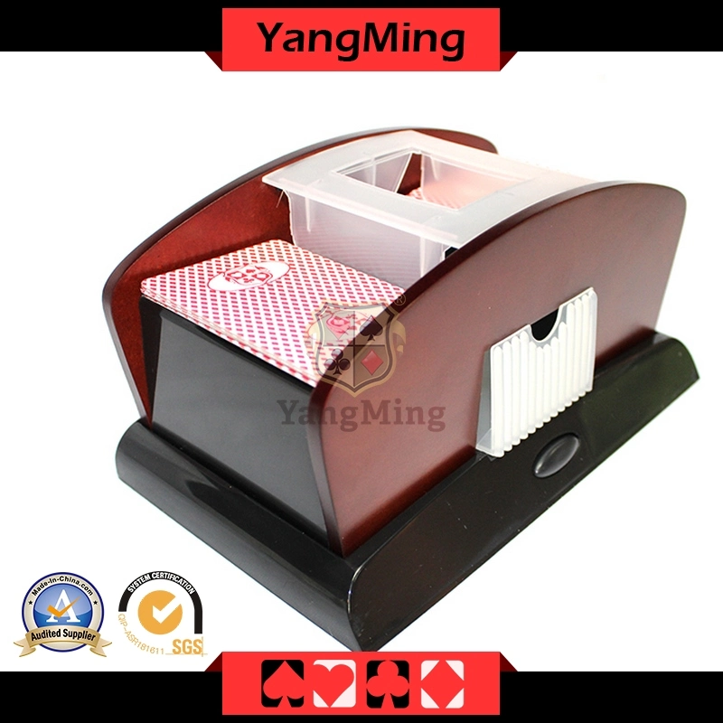 Gambling Poker Card Shuffler 1- 2 Deck Wood Deluxe Card Shuffler of Automatic Playing Card Shuffler (YM-CS05)