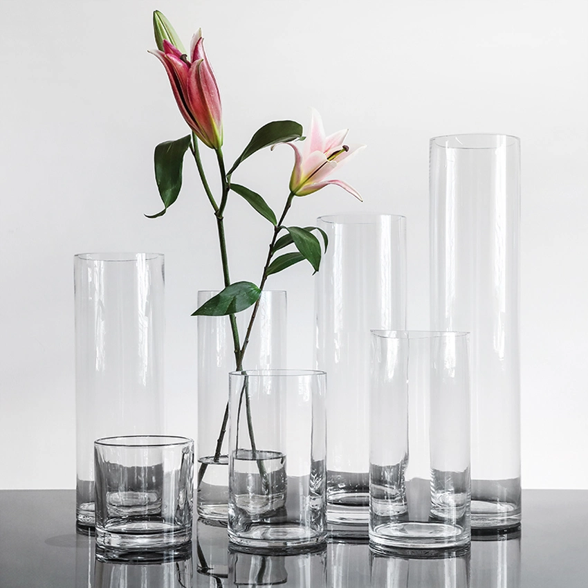 Wholesale/Supplier Factory Supplies Cheap Tall Home Cylinder Modern Nordic Wedding Decorations Clear Flower Glass Vase