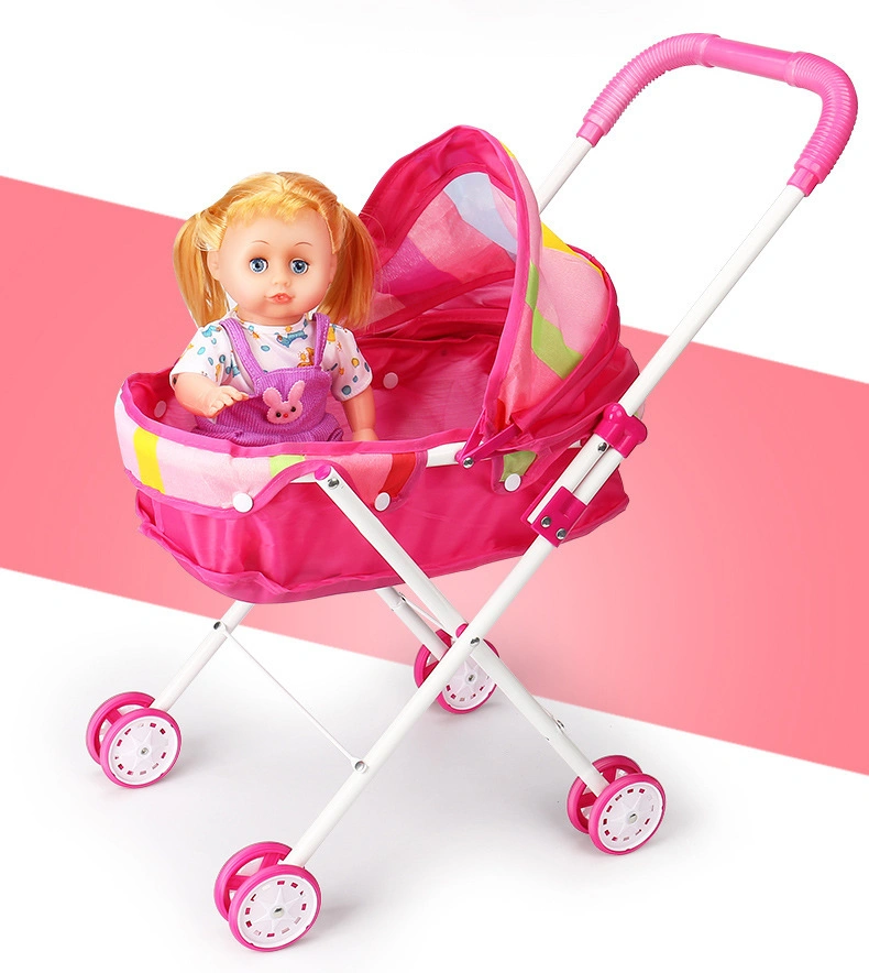 High quality/High cost performance  Kids Sun Shading Trolley Iron Lovely Cheap Baby Doll Stroller Toy