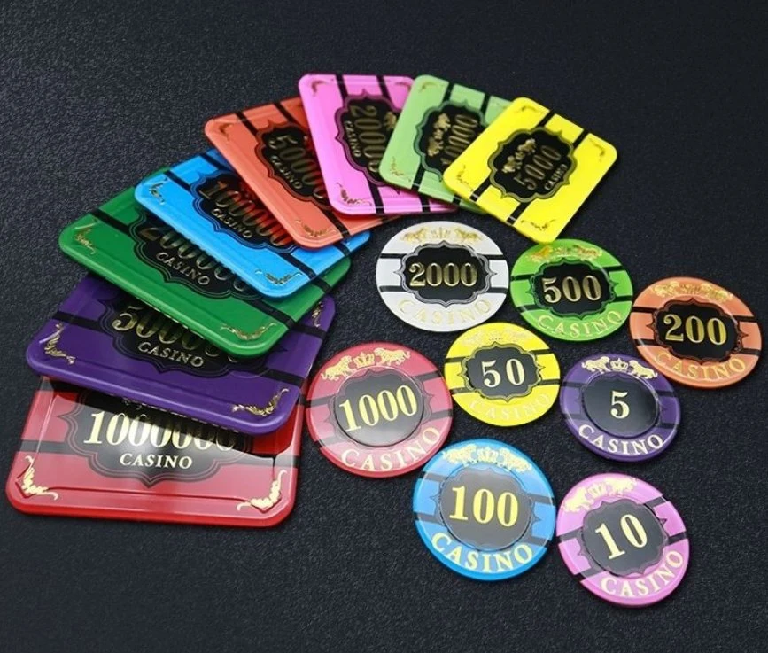 Crystal Acrylic Poker Chip Gilding Gold Foil Stamping Purple UV Anti-Counterfeiting RFID Chips