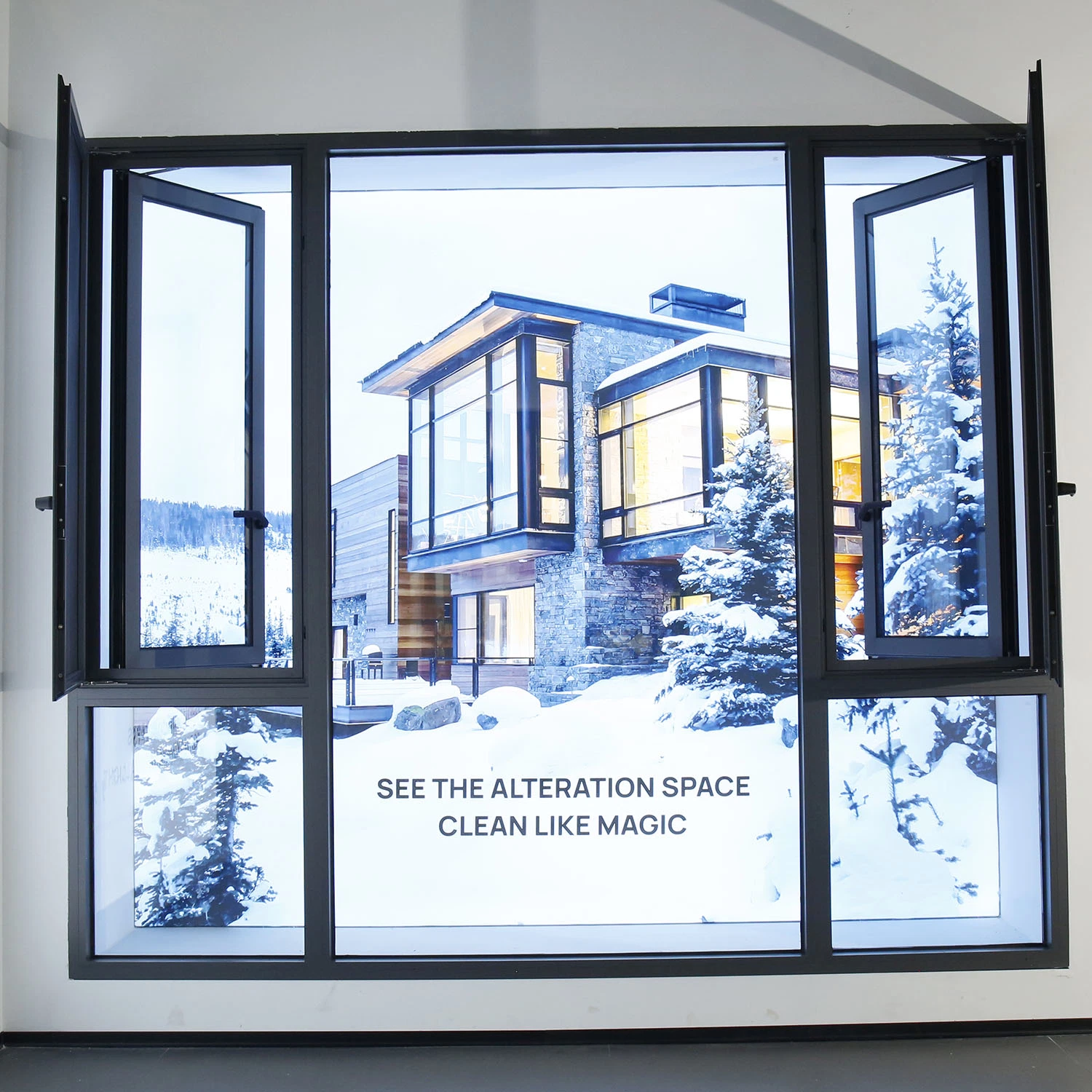 Sixinalu Fenêtre à battant à ouverture par bascule et à ouverture par projection en profilé en aluminium avec vitrage isolant en verre trempé et écran métallique.