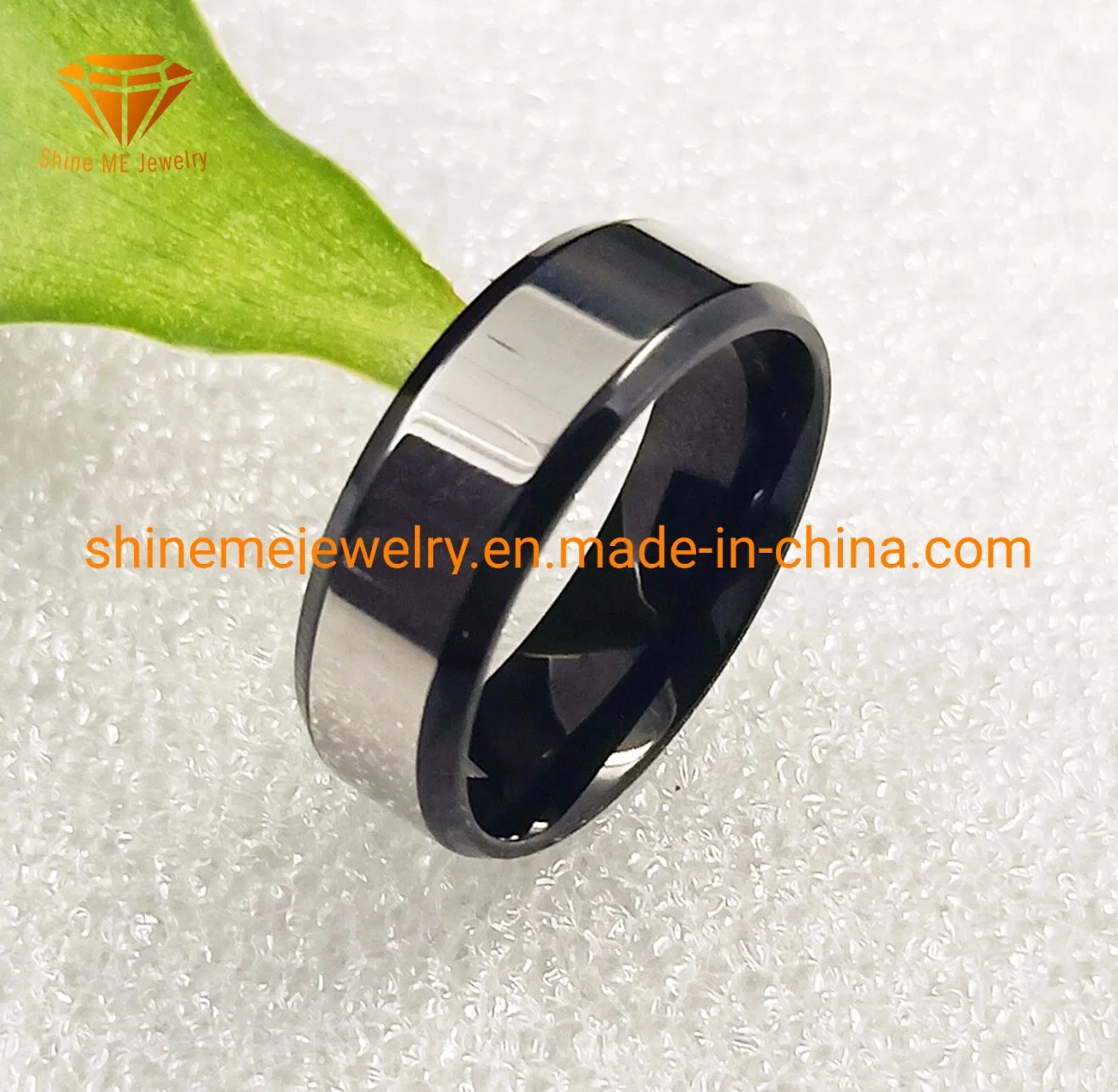 Fashion Polished Silver Surface and Black Bottom Stainless Steel Ring Body Jewelry SSR1968