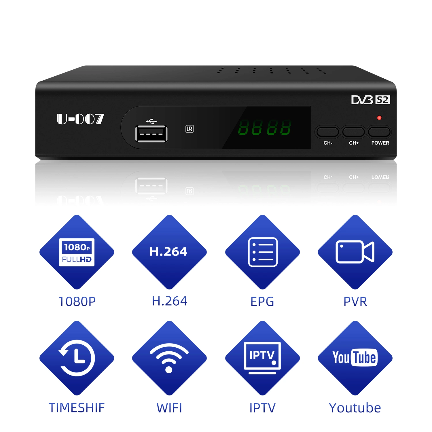 Receptor de IPTV satélite DVB-S2, receptor de TV Digital Decodificador.