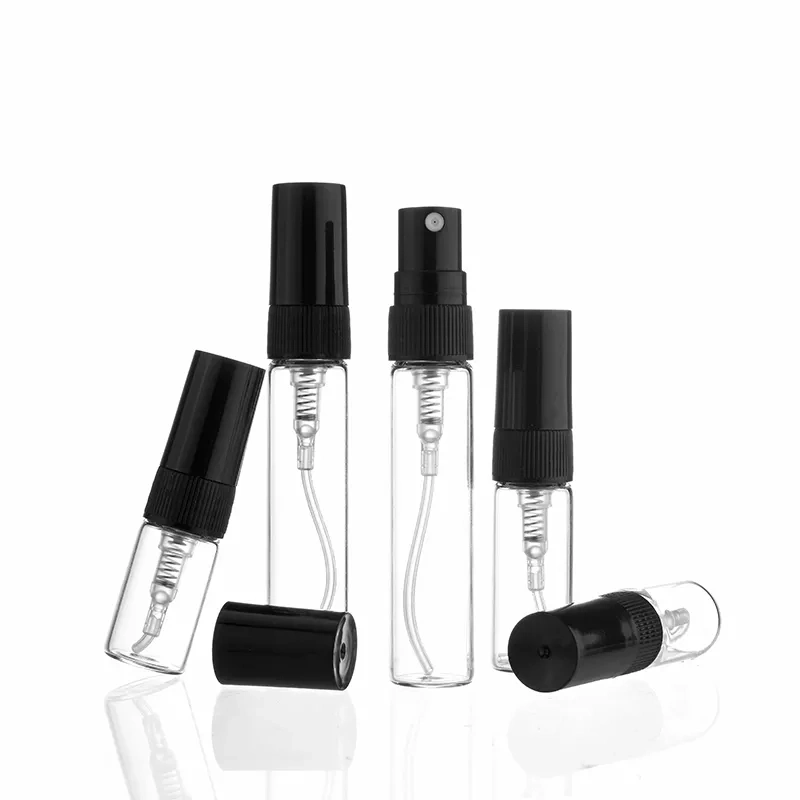 Free Sample 5ml 10ml Portable Transparent Perfume Cosmetic Plastic Spray Bottle Glass with Cap