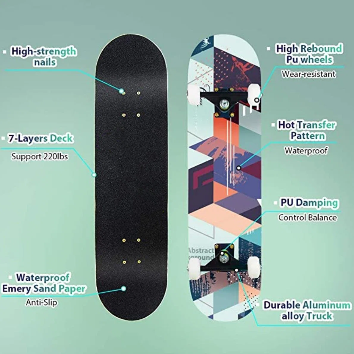Skateboard Decks Flip 7 Layers of Maple Wood, High-Grade Skateboarding Skate Board