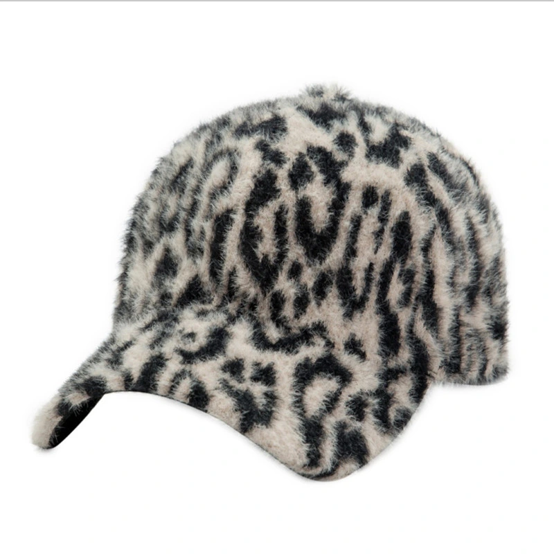 Winter Fashion Leopard Print Baseball Cap Samt Bestickte Cap Vintage Dad Hut