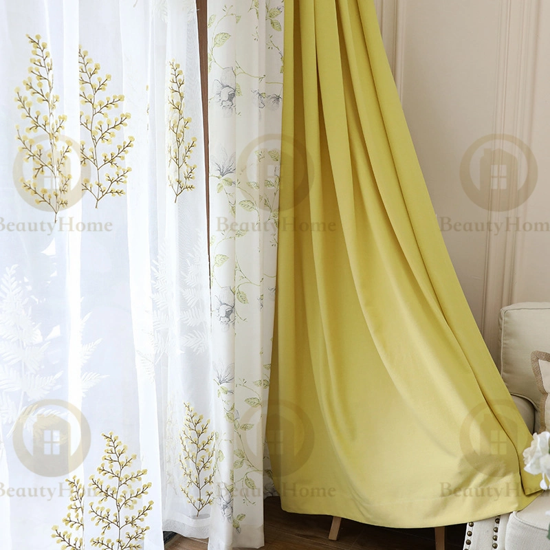 Low Price Southeast Asia New Style Home Light Decorative Fabric with Sheer Polyester Printed Fabric Embroidery Yarn Curtains