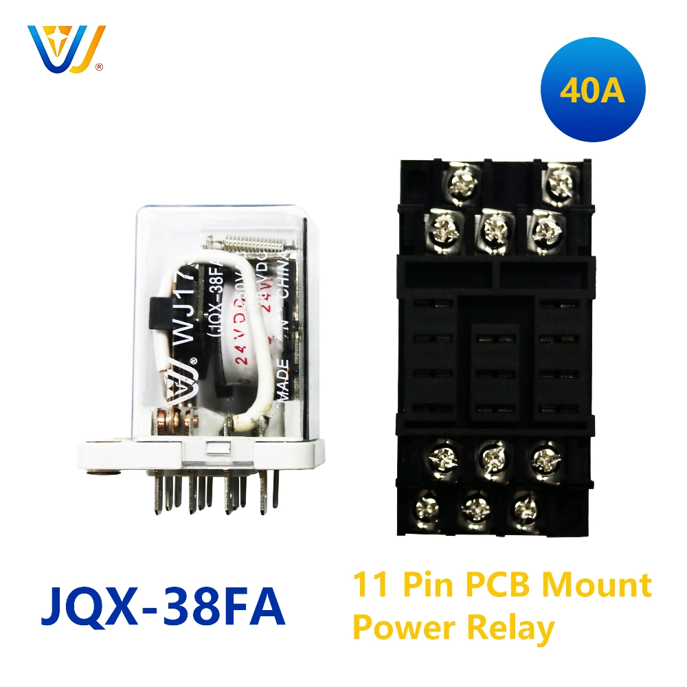 Relé de uso en miniatura Jqx-38f de 11 pines, uso general, 250VAC Mini Relé electromagnético 40A 30A para el estabilizador de UPS del motor