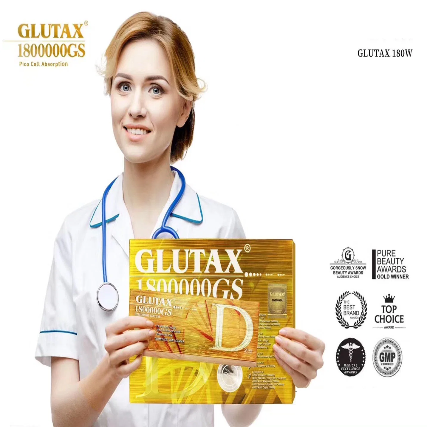 Directa de Fábrica el blanqueamiento de glutatión Glutax piel eficaz para la inyección IV 1800000Oro 70000GS GS 70000GM Luthione Cindella Set de productos de blanqueamiento de Italia