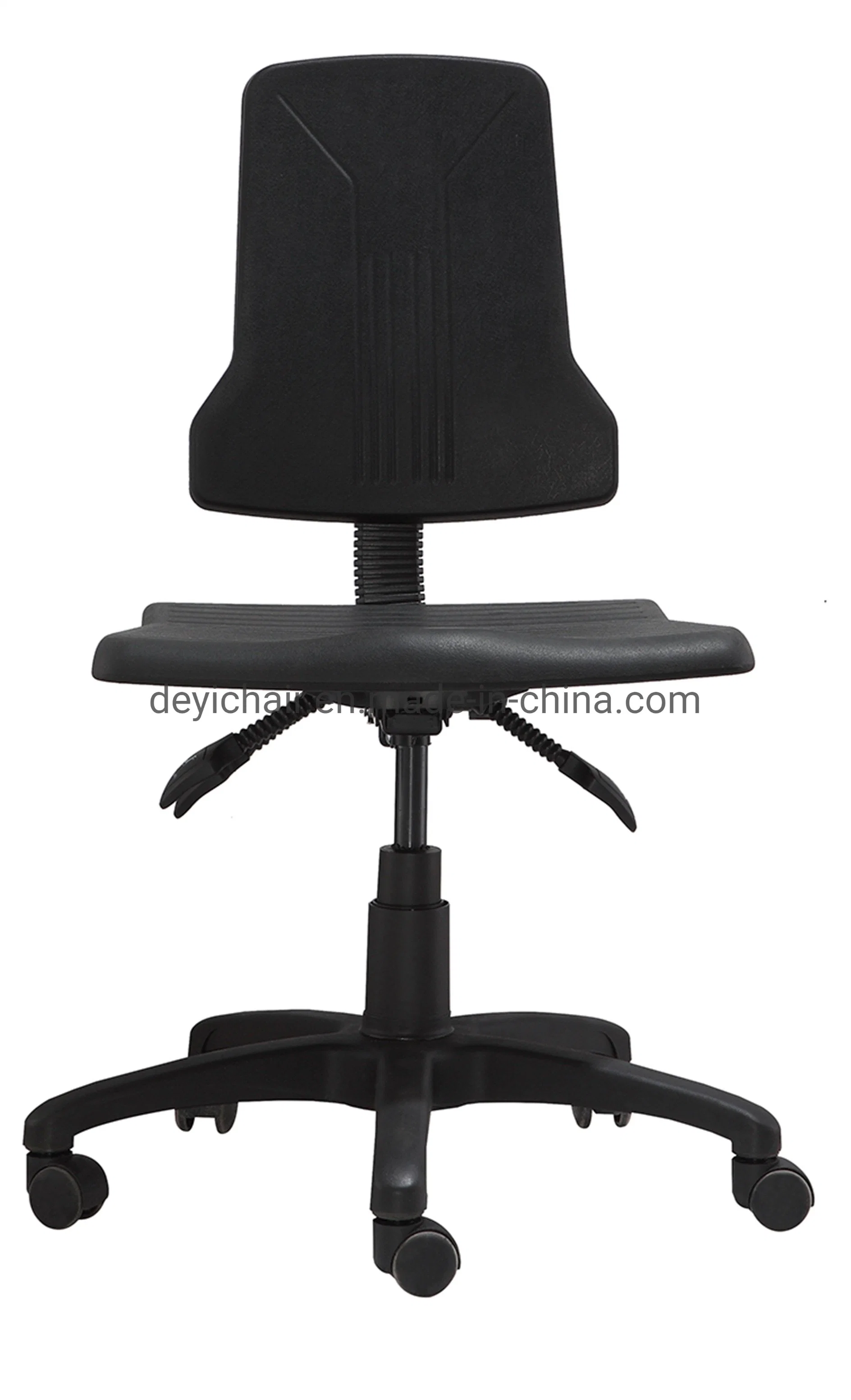 Mould PU Seat and Back Chrome Footing Optional Black Gaslift Nylon Base with Foot Pad Industrial Chair