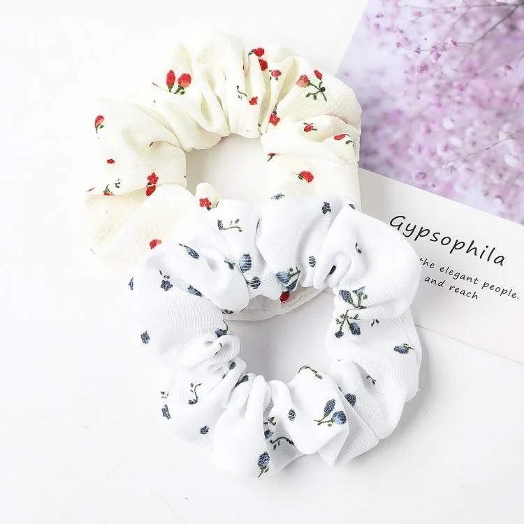 Estilo coreano Nuevo algodón de tipo gofre pliegue floral Cabello de intestino grueso Cinta de pelo Ring simple Elastic