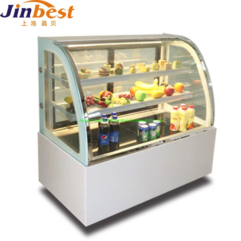 Supermarket Glass Door Curved Fan Cooling1.5m Cake Display Showcase for Bakery Shop