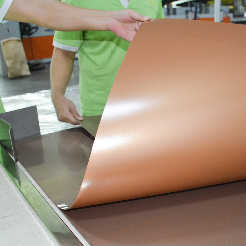 4*8 Solid Metalizid Caramel Color Plastic Pet Sheet for Kitchen Cabinet