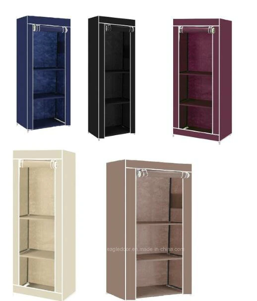 Single Fabric Canvas Clothes Wardrobe Cupboard Shelves Storage Organiser Hanging (FW-45B)