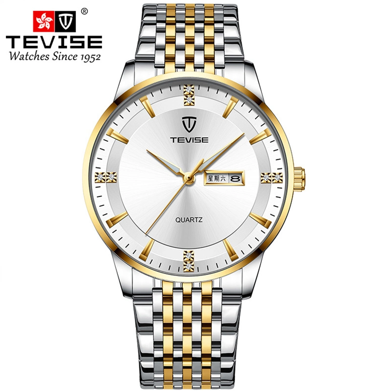 Men Watch Tevise 2858 Business Multi Time Zone Wristwatch Waterproof Feature