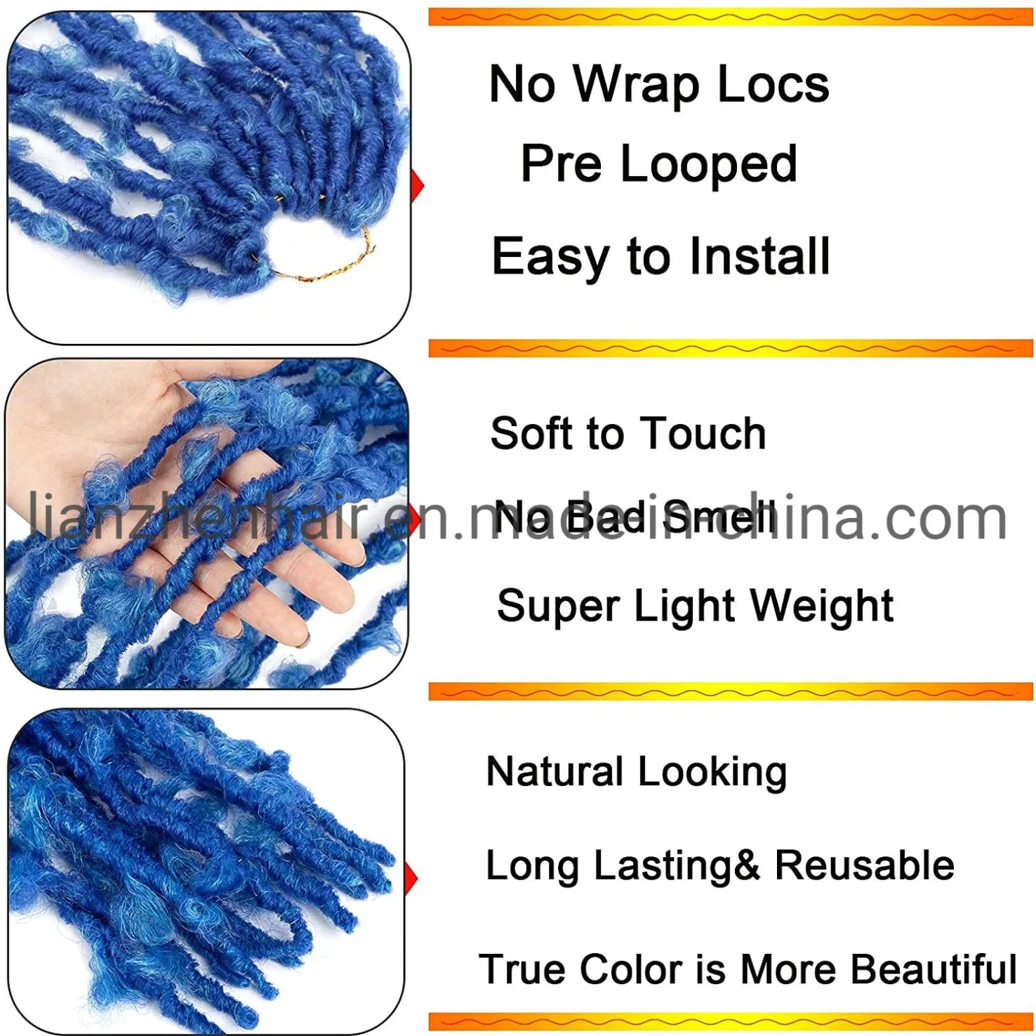 Butterfly Locs Synthetic Crochet Hair 36 Inch Pre Looped Blue Crochet Butterfly Locs Hair