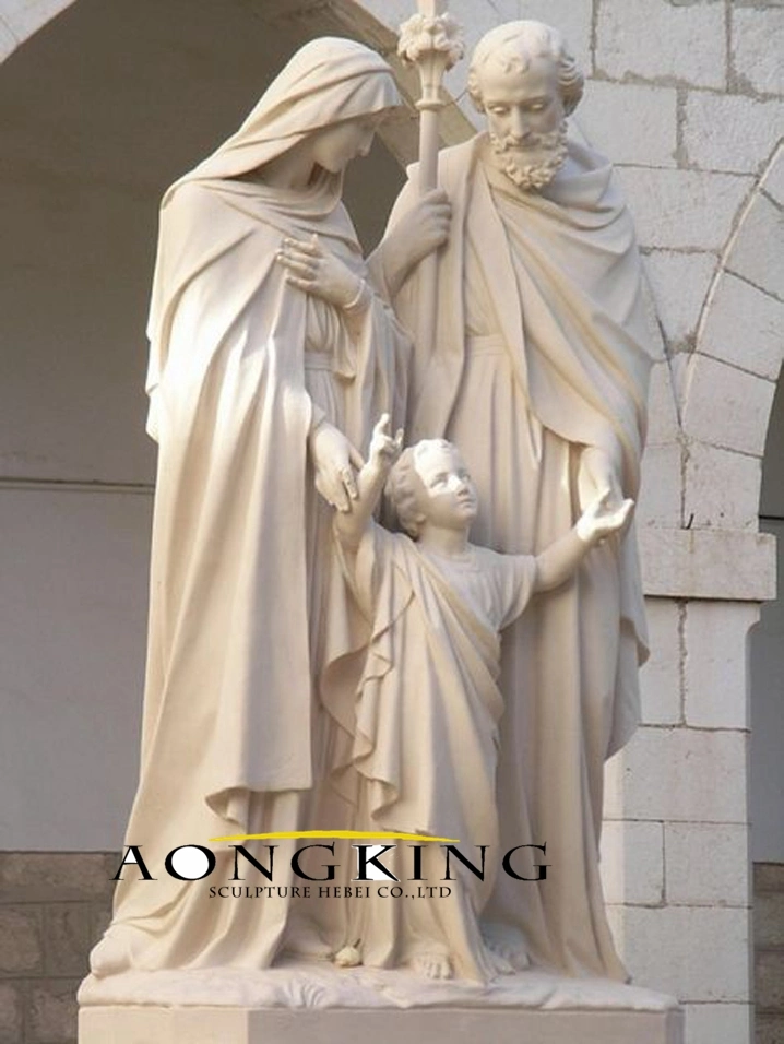 Beliebte Religiöse Katholische Figurenstatuen Natur Marmor Stein Heilige Familie Skulptur