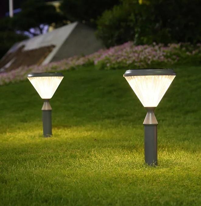 Aluminum White Lighting Waterproof Lawn Pillar Pathway Solar Bollard Garden Light