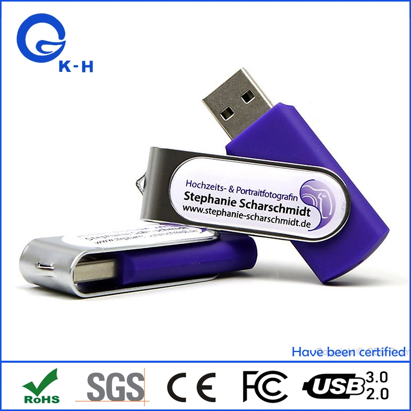 Logotipo da Cúpula de epóxi USB Giratório 2,0 3,0 U Disco Flash de 16GB, 32GB, 64GB