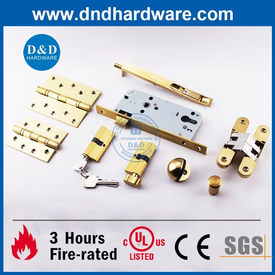 UL Fire Rated Stainless Steel Golden Door Furniture Hardware Accessories Commercial Door Ironmongery Construction Hinge Hardware Wooden Door Hardware Fitting