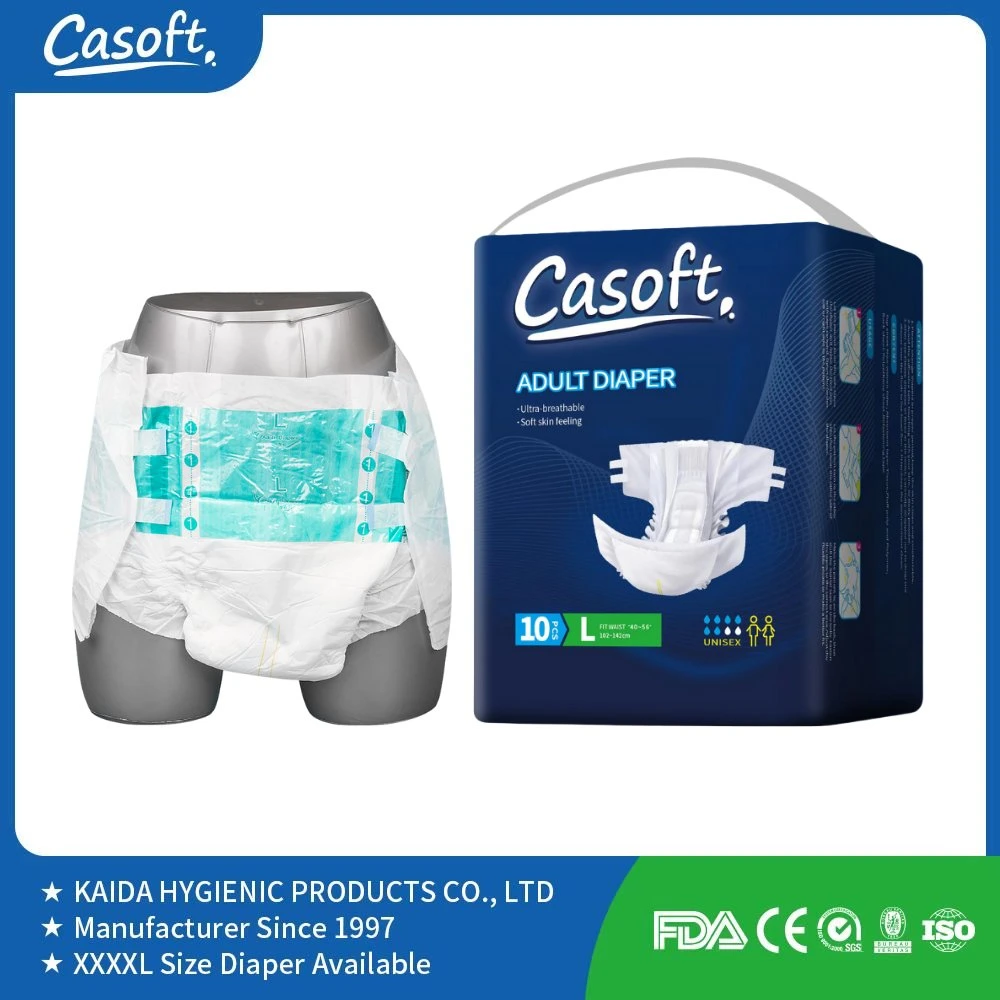 China Supplier OEM Casoft M/L/XL/XXL 4 Sizes Adult Waterproof Diapers Bales with Tabs in Philippines Russia Korea Us Malaysia Peru Chile EU China