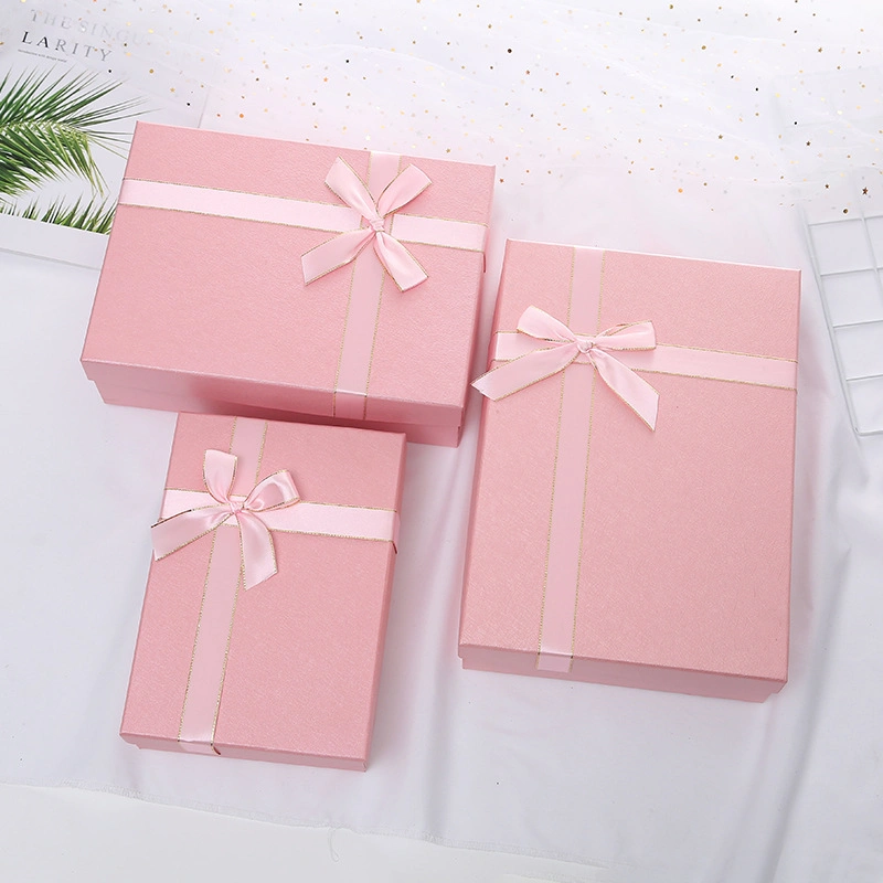 Luxury Pink Jewelry Gift Box Customized Tie with Lid Packaging Paper Box