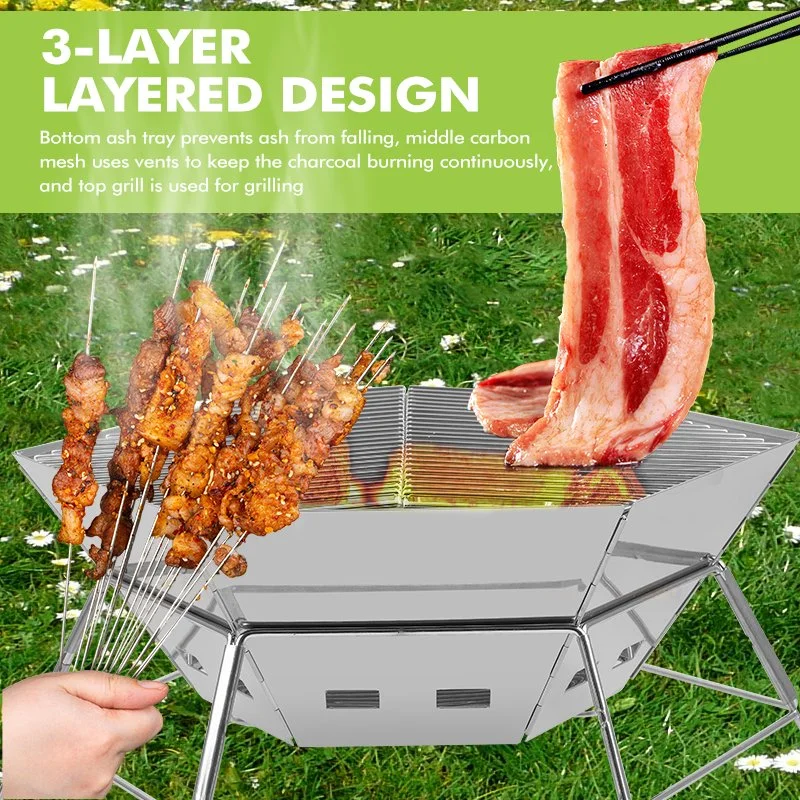 Kinggear Barbecue Grill Fumoir Portable Extérieur Barbecues au Charbon de Bois Grills de Camping Glamping