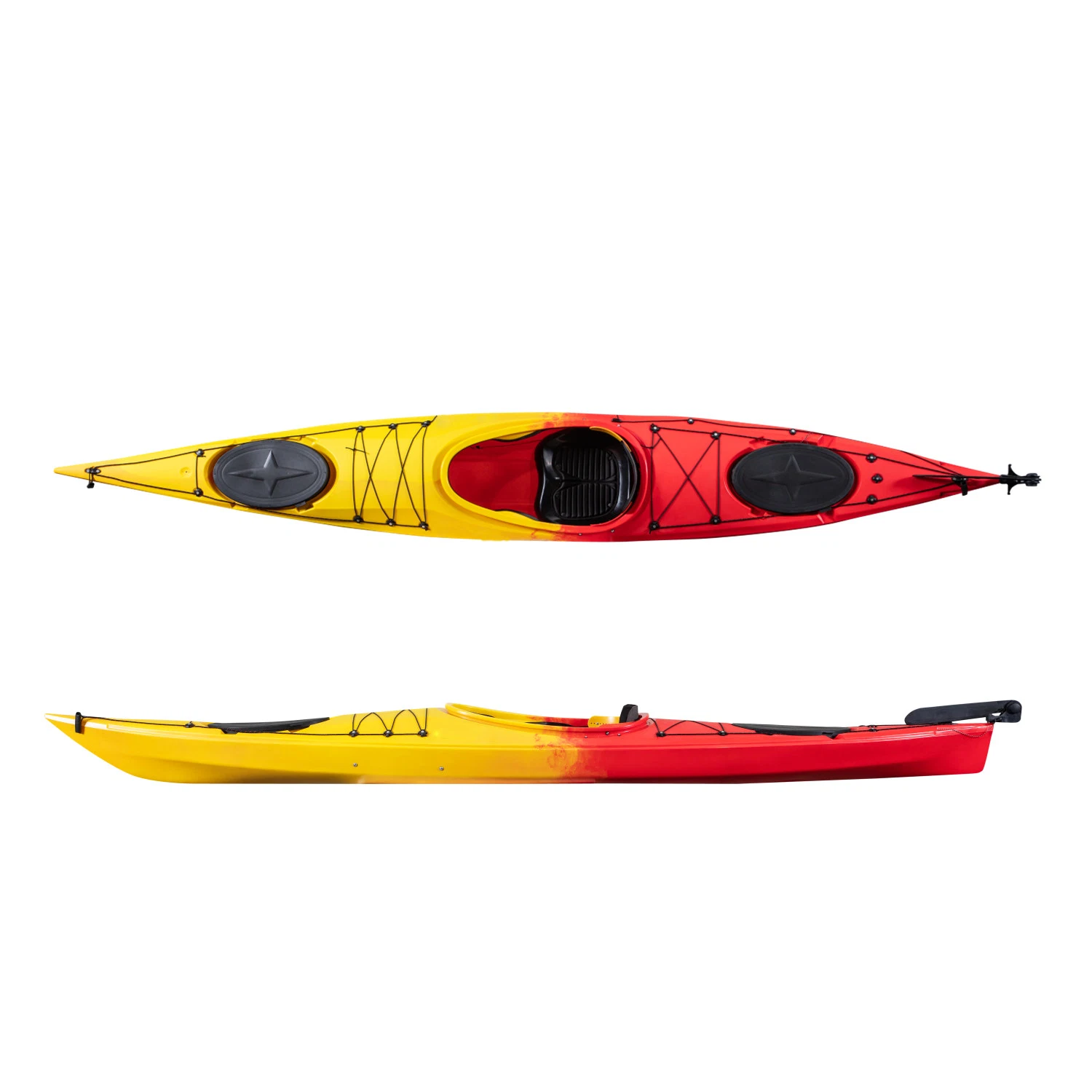 Kuer Hersteller LLDPE Material Single Racing Sit in Sea Kayak 14ft Kanu mit professionellem Design Ruder System für Angeln &amp; Touren