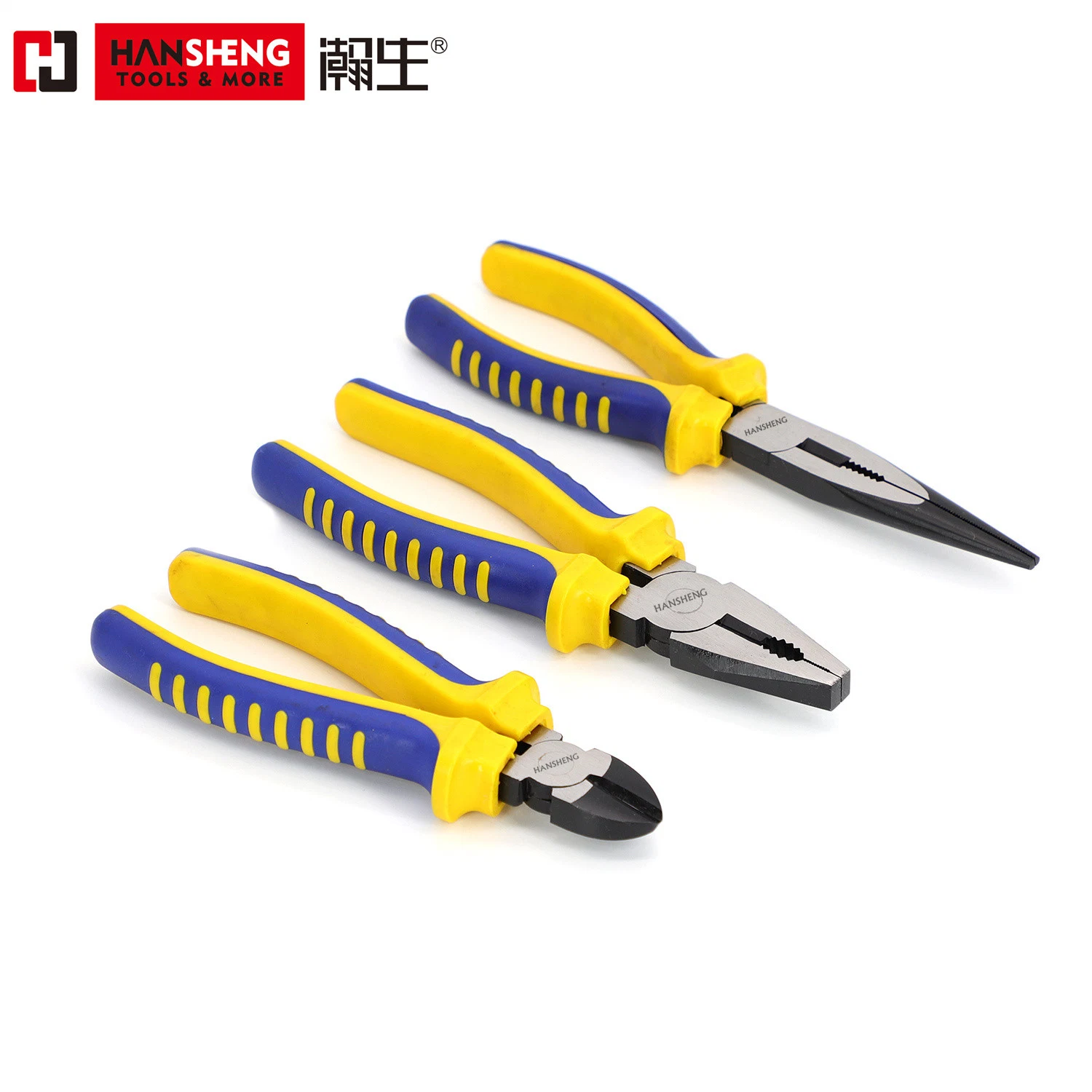 Professional Combination Pliers, Hand Tool, Hardware, Made of CRV, Pearl-Nickel Plated, Nickel Plated PVC Handles, German Type, Diagonal Cutting Pliers