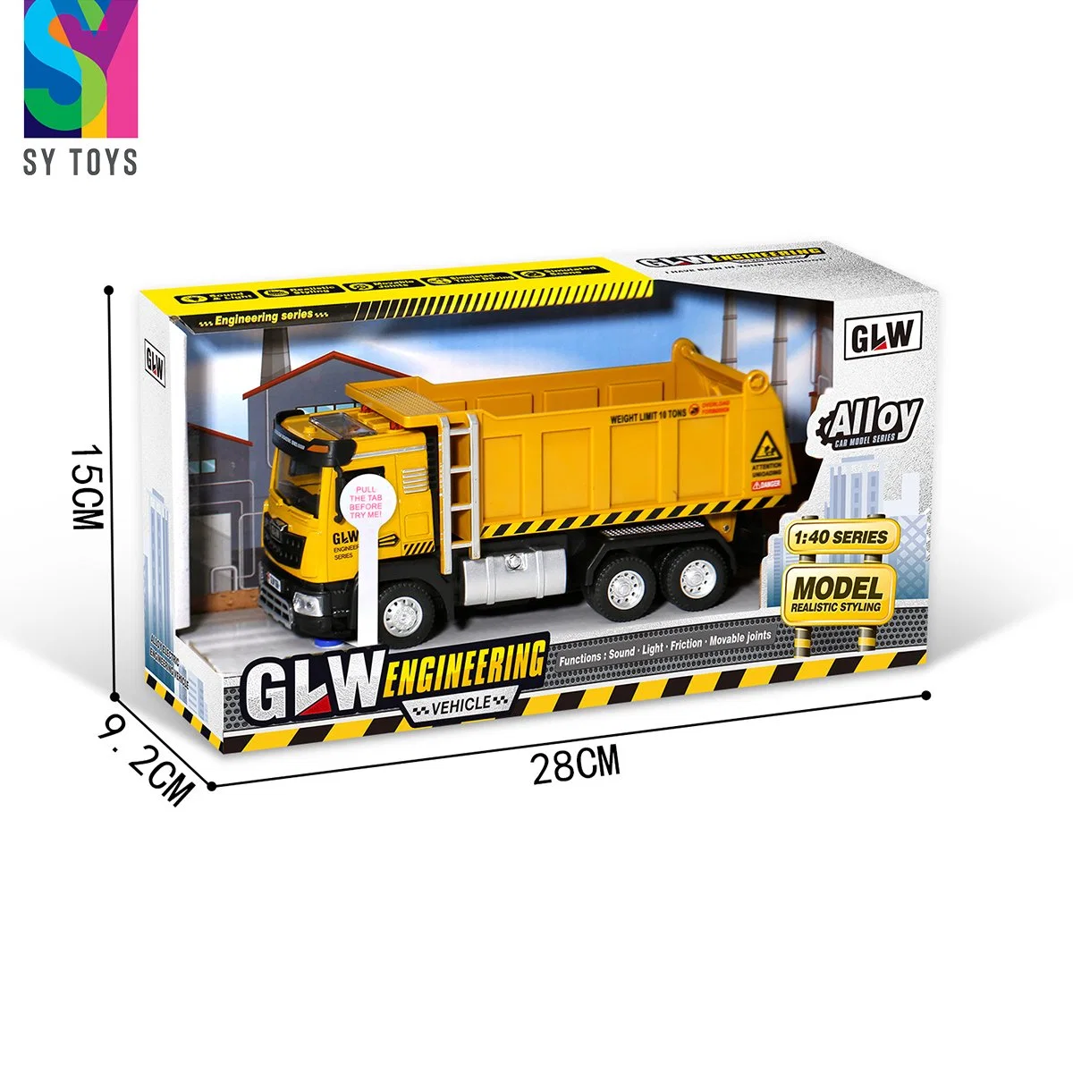 Sy Toys Hot Sell 1: 40 Simulation LKW Auto Spielzeug Technik Fahrzeug Musik und Licht Kid Auto Spielzeug