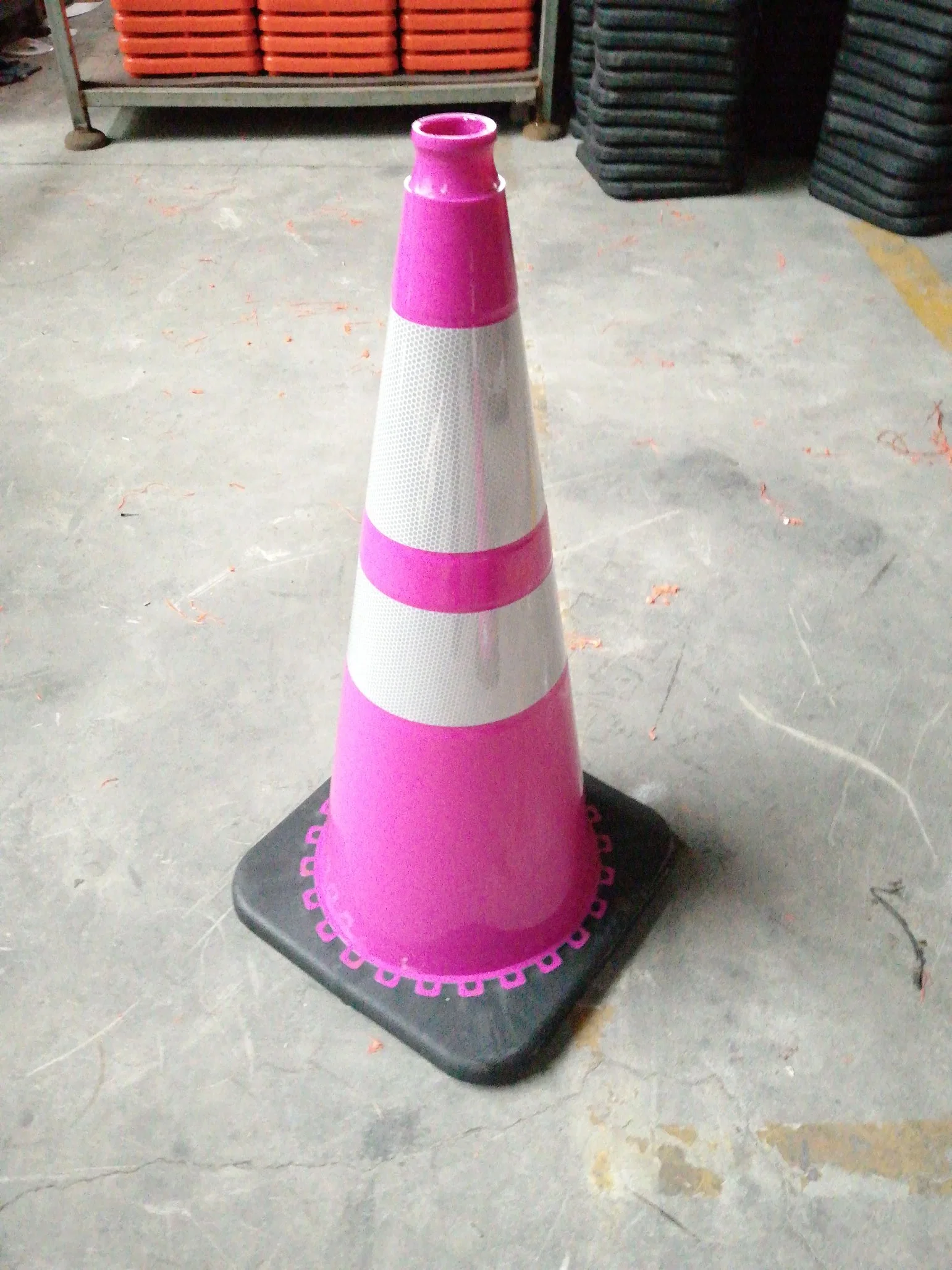 28" Pink Safety Traffic PVC Cones, Black Base Without Collar