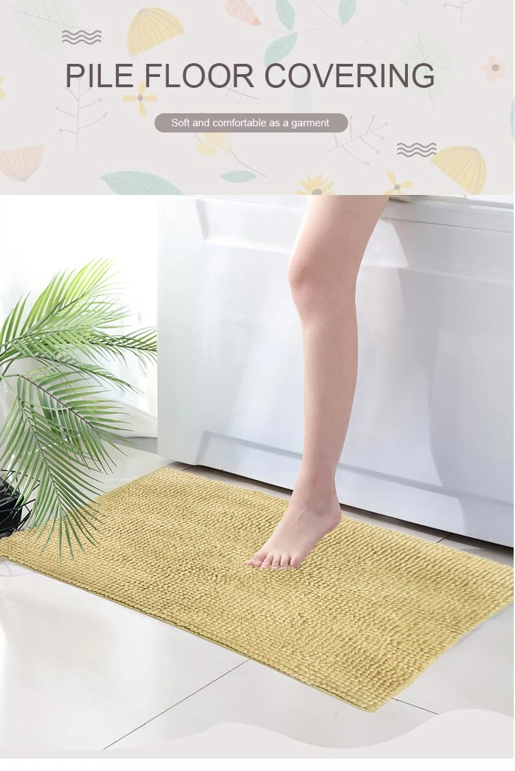 Microfiber Chenille Bath Mat Non-Slip and Water Absorption Bathroom Mat Bath Mat Chenille