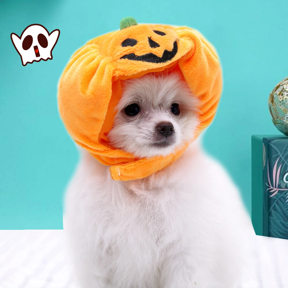2022 Disfraces creativos de Halloween para mascotas Sombrero de calabaza de Halloween 100% algodón Accesorios para mascotas para perros
