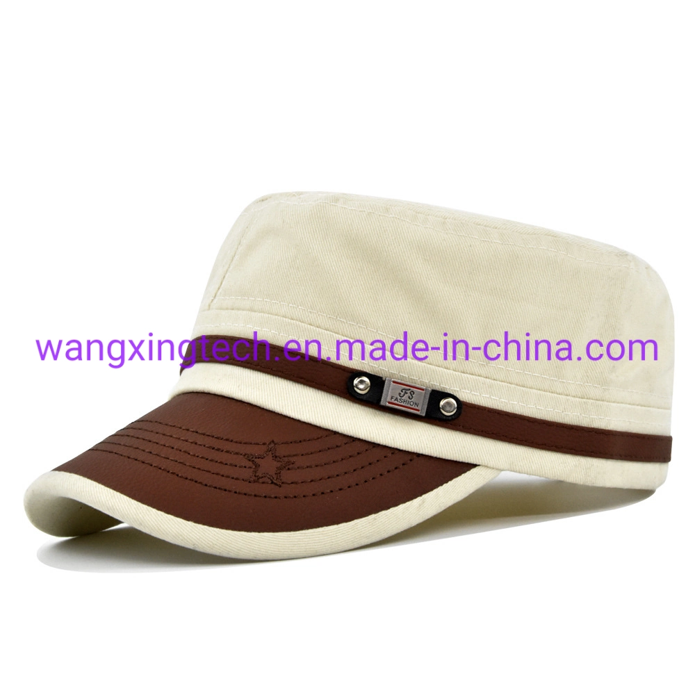Cuero Mayorista/Proveedor Brim sombrero plano de la sombrilla bordada Gorra sombrero etiqueta de metal de la moda de Hombre Mujer