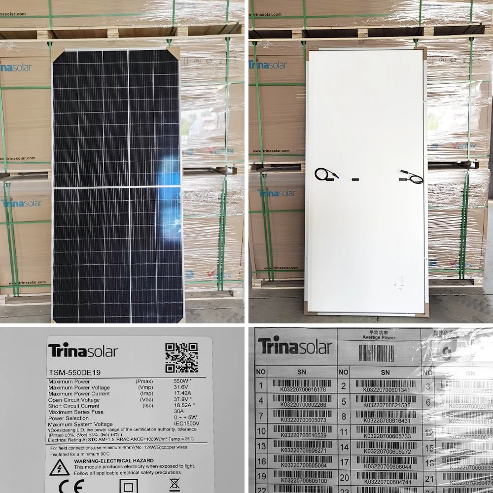 Paneles Solares de Monocristalina Trina 500W 550W 660W módulos PV para Agricultura e Industria