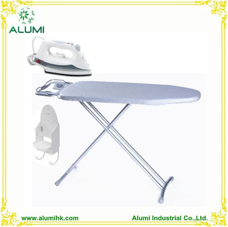 Hotel Silver Ironing Board with Steam Iron and Iron Holder