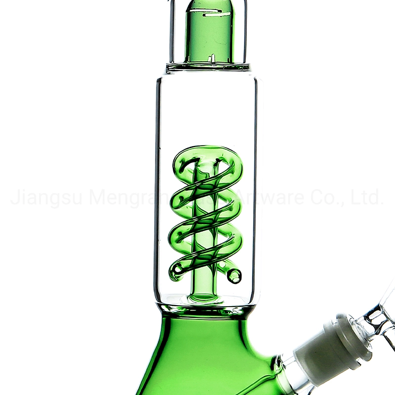 11.8 Inches Glass Hookah Smoking Pipe Green Coil Perc Glass Water Pipe