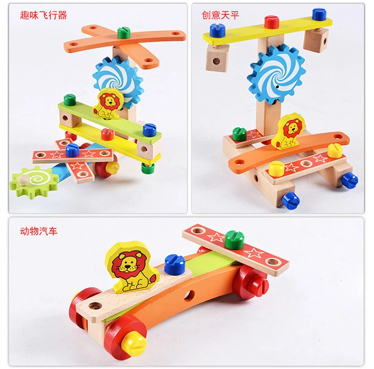 Wooden Children&prime; S Assembled and Disassembled Chair Building Blocks Multifunctional Tool Chair Educational Toys DIY Toys