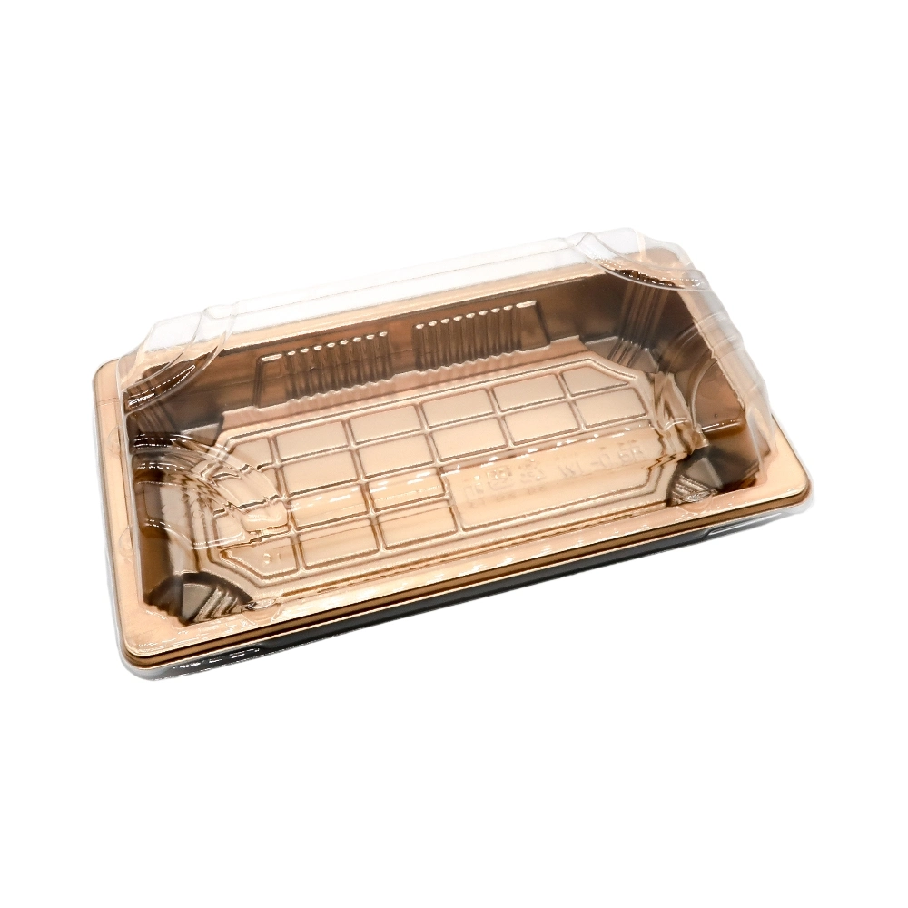 Gold Custom Plastic Food Container Disposable Sushi Roll Packaging Box