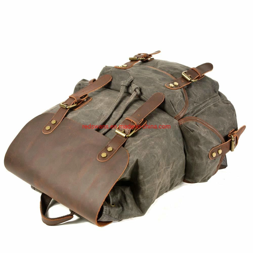 Hot Selling Outdoor Large Capacity Waxed Canvas Waterproof Hiking Travelling Backpack