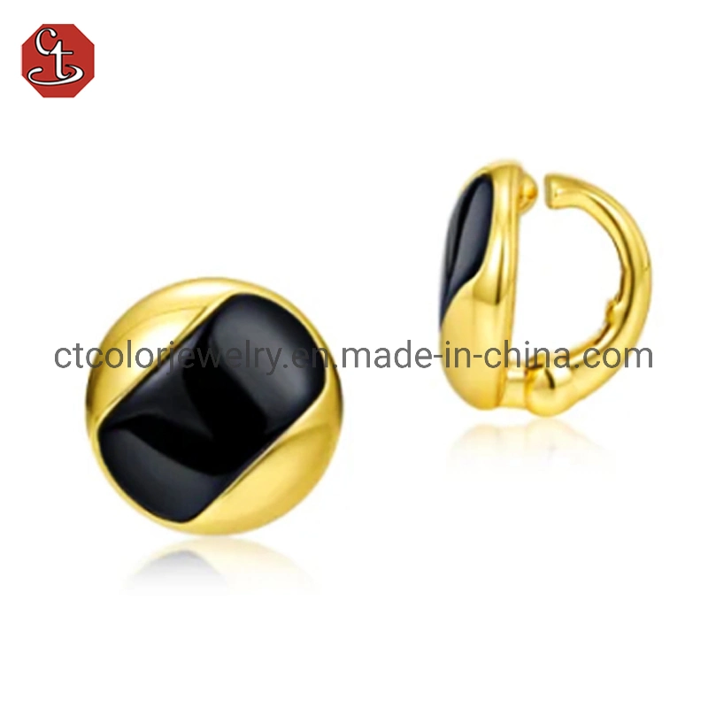 Stud Earrings Custom Jewelry black enamel animal 14k gold plating silver earrings fashion accessories