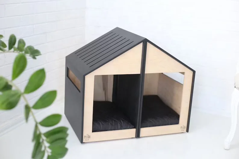 Casa moderna de dos perros o gatos gemelos inteligente Perrera Caja cama Pet Pet muebles interiores