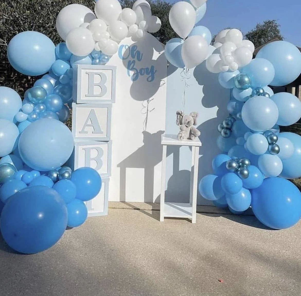 120 PCS 18/10/12/5 polegadas balões Azul Claro Garland Qualatex branco Tamanho da diferença de Kits de balões para Despedida festa de aniversário chuveiro bebé decorações de terceiros