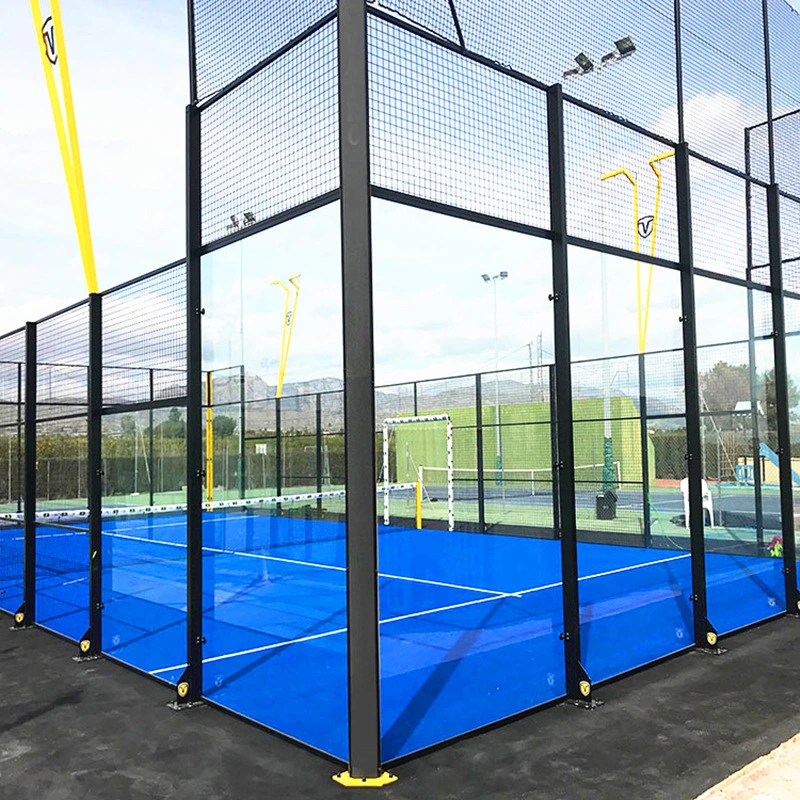 Diseño personalizado deportivo China Vistas panorámicas Padel Court uso vidrio templado