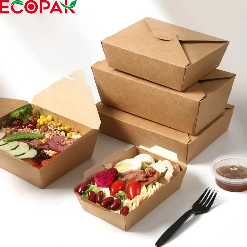 Piel de Vaca desechables de Fast Food Takeout Caja Snack Lunch Contenedor de papel