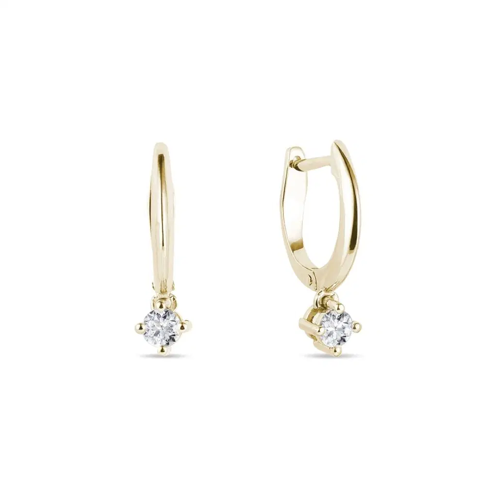 Yellow Gold Clasped Hoops with Diamonds