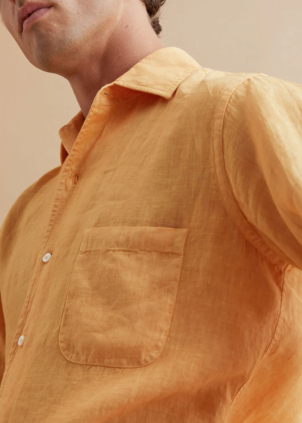 OEM Custom Logo Men Clothing Casual Simple Dyed Shirt Long Sleeve Plain Men's Linen Shirts